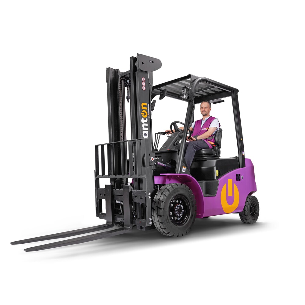 Produktbillede: AntOn by Jungheinrich elektrisk gaffeltruck CBH 3.0 med dobbelt-teleskop-mast, masthøjde 3.300 mm, bæreevne 3.000 kg, inkl. ekstern oplader 80 V, 60 A, CEE, 5-polet