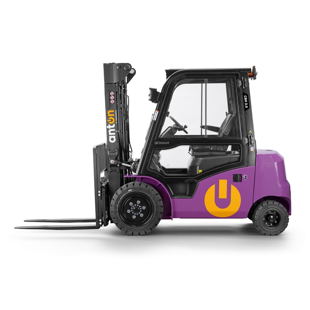 Produktbillede nr. 4: AntOn by Jungheinrich elektrisk gaffeltruck CBH 3.5 med tredobbelt-teleskop-mast, løftehøjde 4800 mm, bæreevne 3500 kg, vejrbeskyttelseskabine Comfort, med ekstern oplader 80 V, 60 A, CEE, 5-polet inkluderet