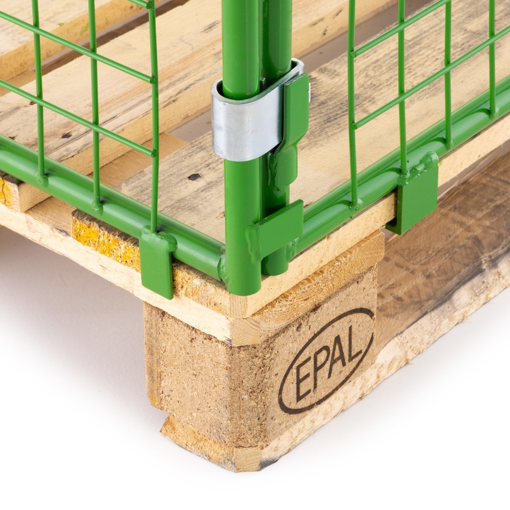 Produktbillede nr. 3: BASIC palleramme med klap, maskevidde 100 x 100 mm, HxBxD 1.600 x 1.200 x 800 mm, majgrøn