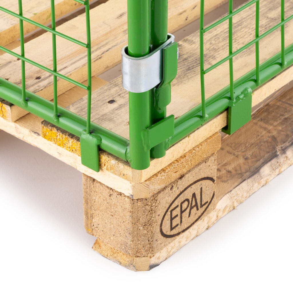 BASIC palleramme med klap, maskevidde 100 x 100 mm, HxBxD 1.600 x 1.200 x 800 mm, majgrøn Produktbillede nr. 3: BASIC palleramme med klap, maskevidde 100 x 100 mm, HxBxD 1.600 x 1.200 x 800 mm, majgrøn
