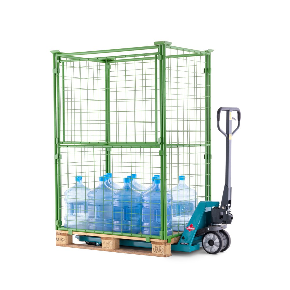 Produktbillede nr. 5: BASIC palleramme med klap, maskevidde 100 x 100 mm, HxBxD 1.600 x 1.200 x 800 mm, majgrøn