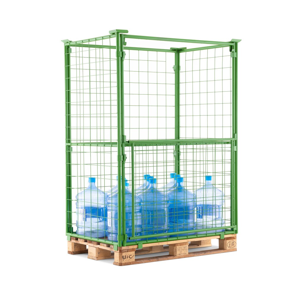 Produktbillede nr. 6: BASIC palleramme med klap, maskevidde 100 x 100 mm, HxBxD 1.600 x 1.200 x 800 mm, majgrøn