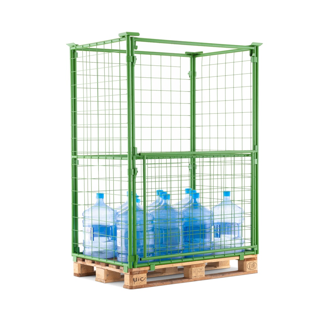 Produktbillede nr. 6: BASIC palleramme med klap, maskevidde 100 x 100 mm, HxBxD 1.600 x 1.200 x 800 mm, majgrøn