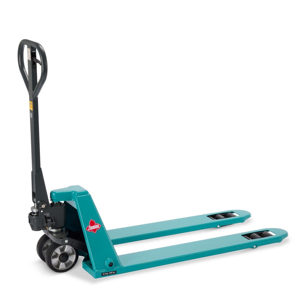 Produktbillede: Flad palleløfter Ameise® PTM 1.5 Low, bæreevne 1.500 kg, gaffellængde 1.150 mm, massiv gummi/polyurethan, tandemhjul