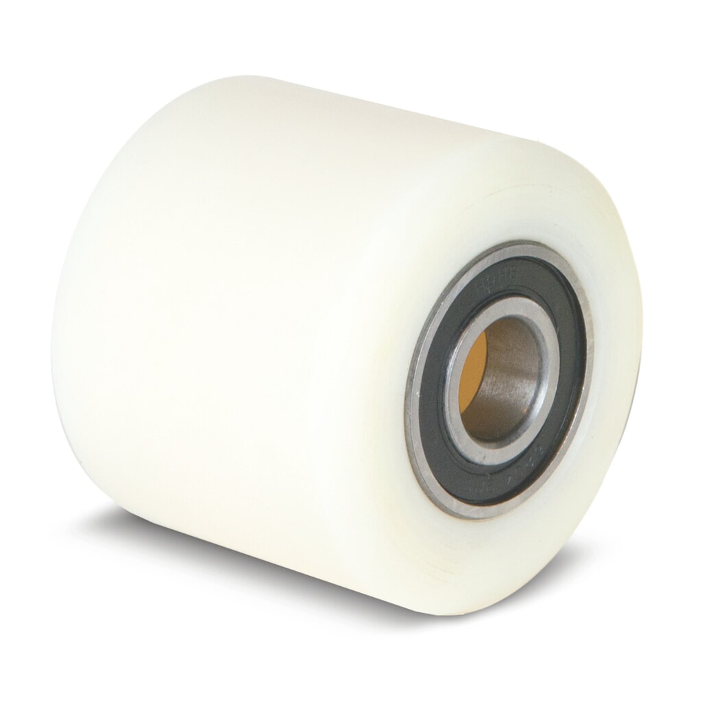 Gaffelhjul til Ameise®-palleløfter type PTM 2.0 / 2.5, ACY20 / 25, BF3, BF, Delta, BASIC type DF25, tandem, nylon, Ø x bredde 80 x 70 mm Produktbillede: Gaffelhjul til Ameise®-palleløfter type PTM 2.0 / 2.5, ACY20 / 25, BF3, BF, Delta, BASIC type DF25, tandem, nylon, Ø x bredde 80 x 70 mm