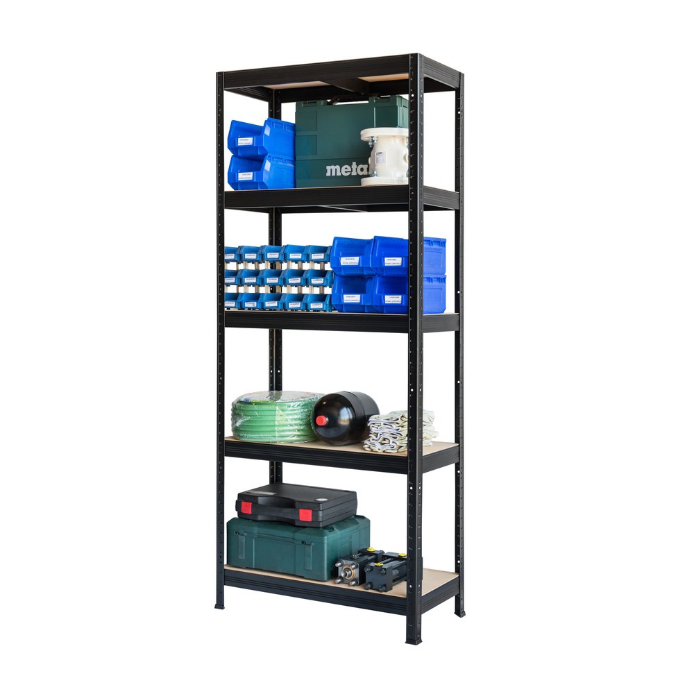 Produktbillede nr. 5: HEMMDAL hyldereol type XS sort, hyldebelastning 150 kg, HxBxD 1.800 x 750 x 350 mm