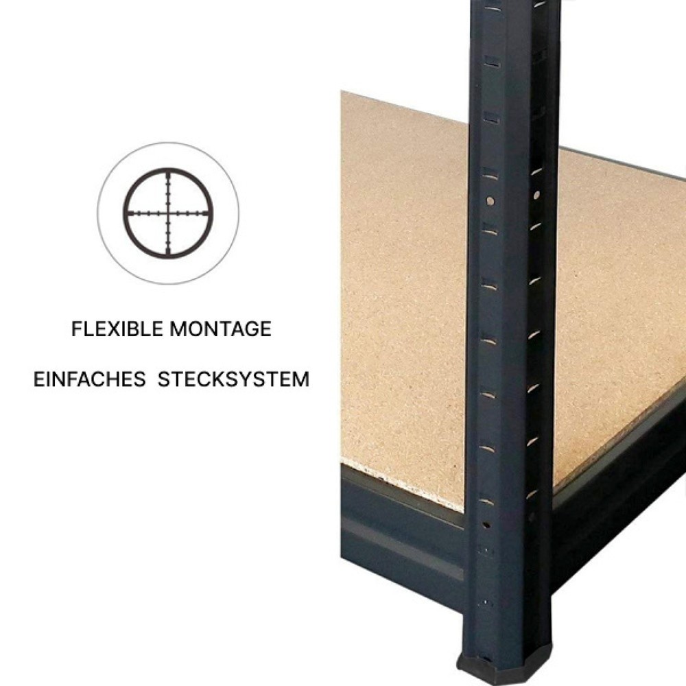 Produktbillede nr. 4: HEMMDAL hyldereol type XS sort, hyldebelastning 150 kg, HxBxD 1.800 x 750 x 350 mm