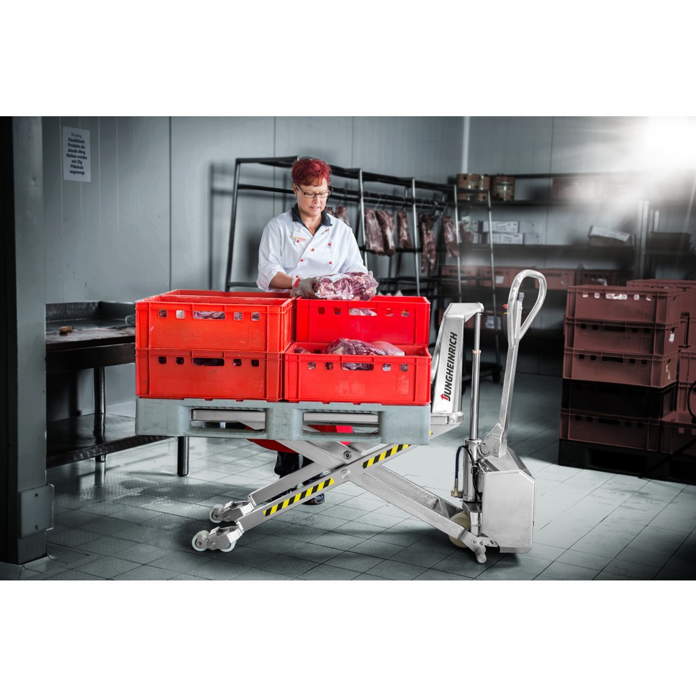 Produktbillede nr. 2: Jungheinrich sakseløfter i rustfrit stål AMX I15ep, Professional, bæreevne 1.500 kg, gaffellængde 1.200 mm, nylon