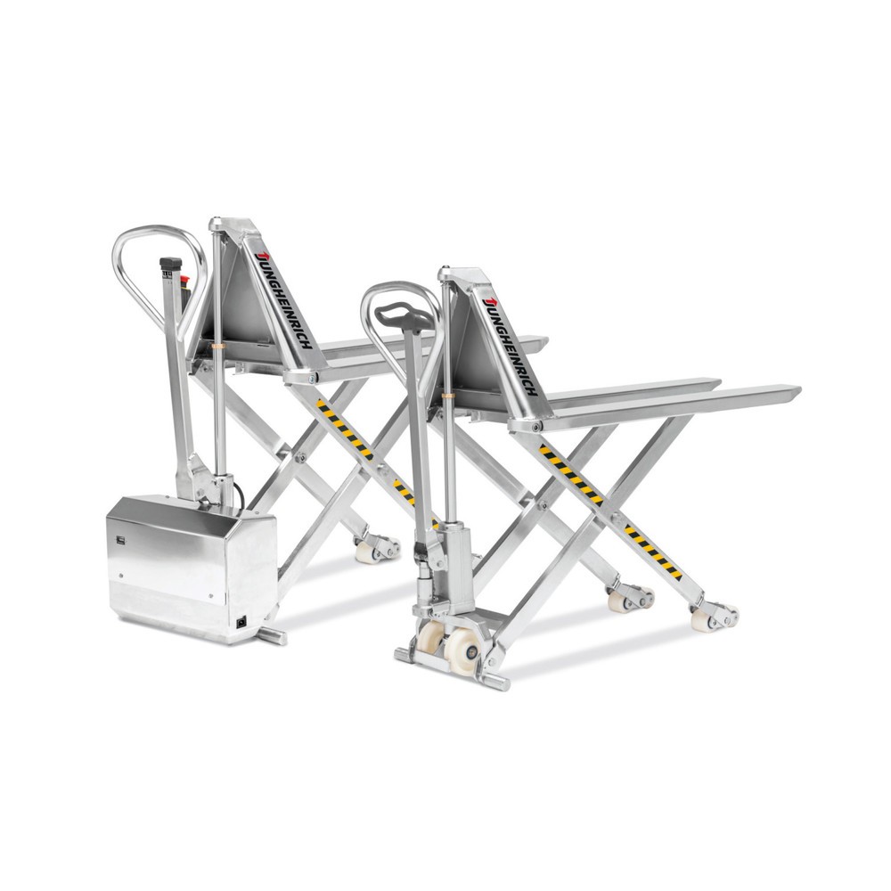Produktbillede: Jungheinrich sakseløfter i rustfrit stål AMX I15ep, Professional, bæreevne 1.500 kg, gaffellængde 1.200 mm, nylon
