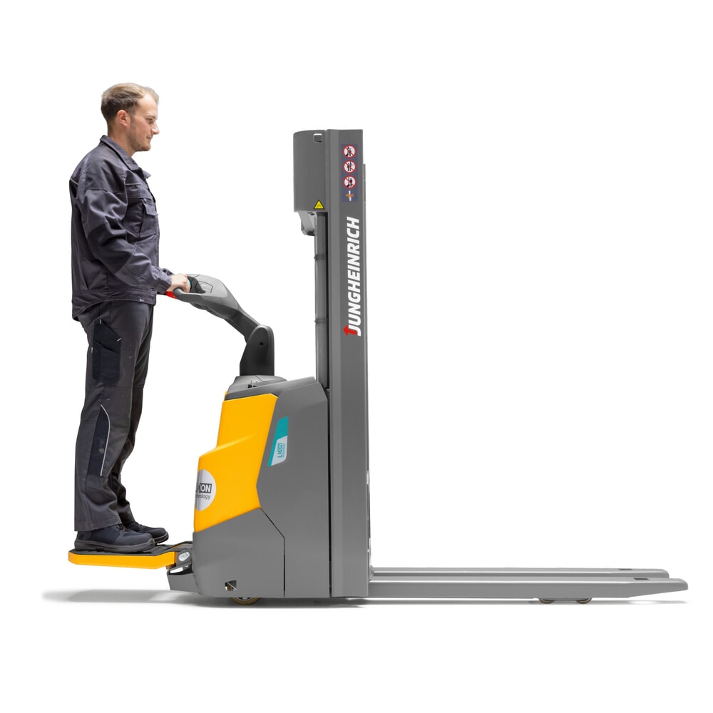 Produktbillede nr. 11: Jungheinrich-elpalleløfter ERC 112i ZZ med ståplatform, dobbelt-teleskop-mast, masthøjde 2.300 mm, bæreevne 1.200 kg, proportionalhydraulik
