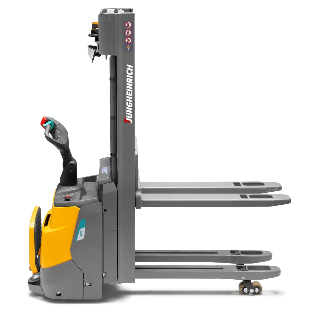 Produktbillede nr. 3: Jungheinrich-elpalleløfter ERC 110zi ZT med ståplatform, dobbelt-teleskop-mast, masthøjde 2.500 mm, bæreevne 1.000 kg, proportionalhydraulik, dobbeltstablingsfunktion