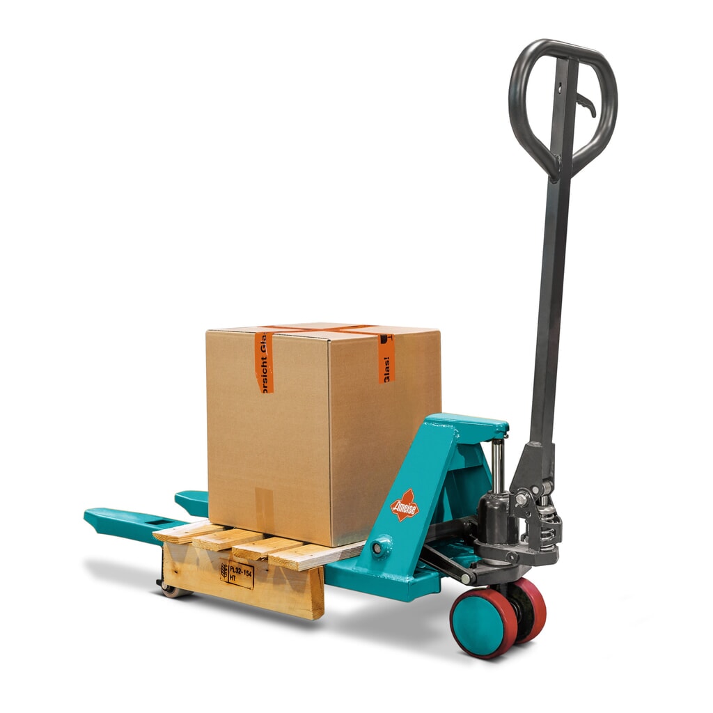 Produktbillede: Minipalleløfter Ameise® PTM 0.5, bæreevne 500 kg, gaffellængde 800 mm, polyurethan-styrehjul, nylon-gaffelhjul