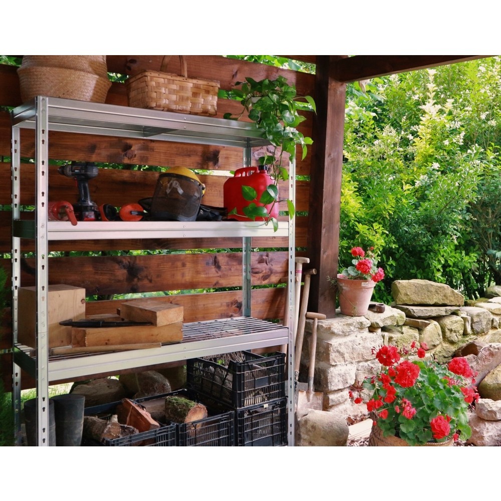 Produktbillede nr. 6: Outdoor-storfagsreol med gitterhylder, H x B x D 1.800 x 900 x 450 mm