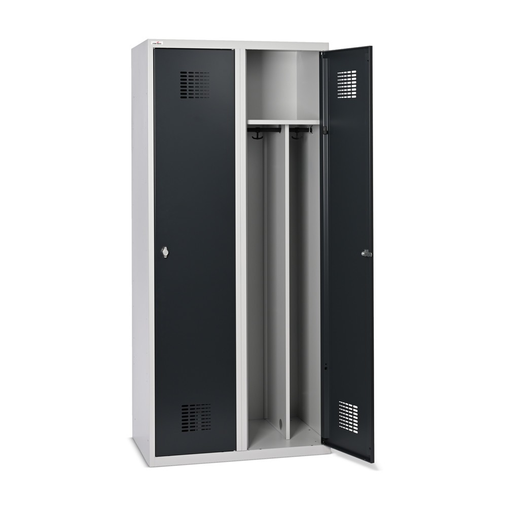 Produktbillede nr. 7: Steinbock® dobbeltskab, fritstående, 2 rum, midterskillevæg, drejrigellås, HxBxD 1.800 x 800 x 500 mm, lysegrå / antracitgrå