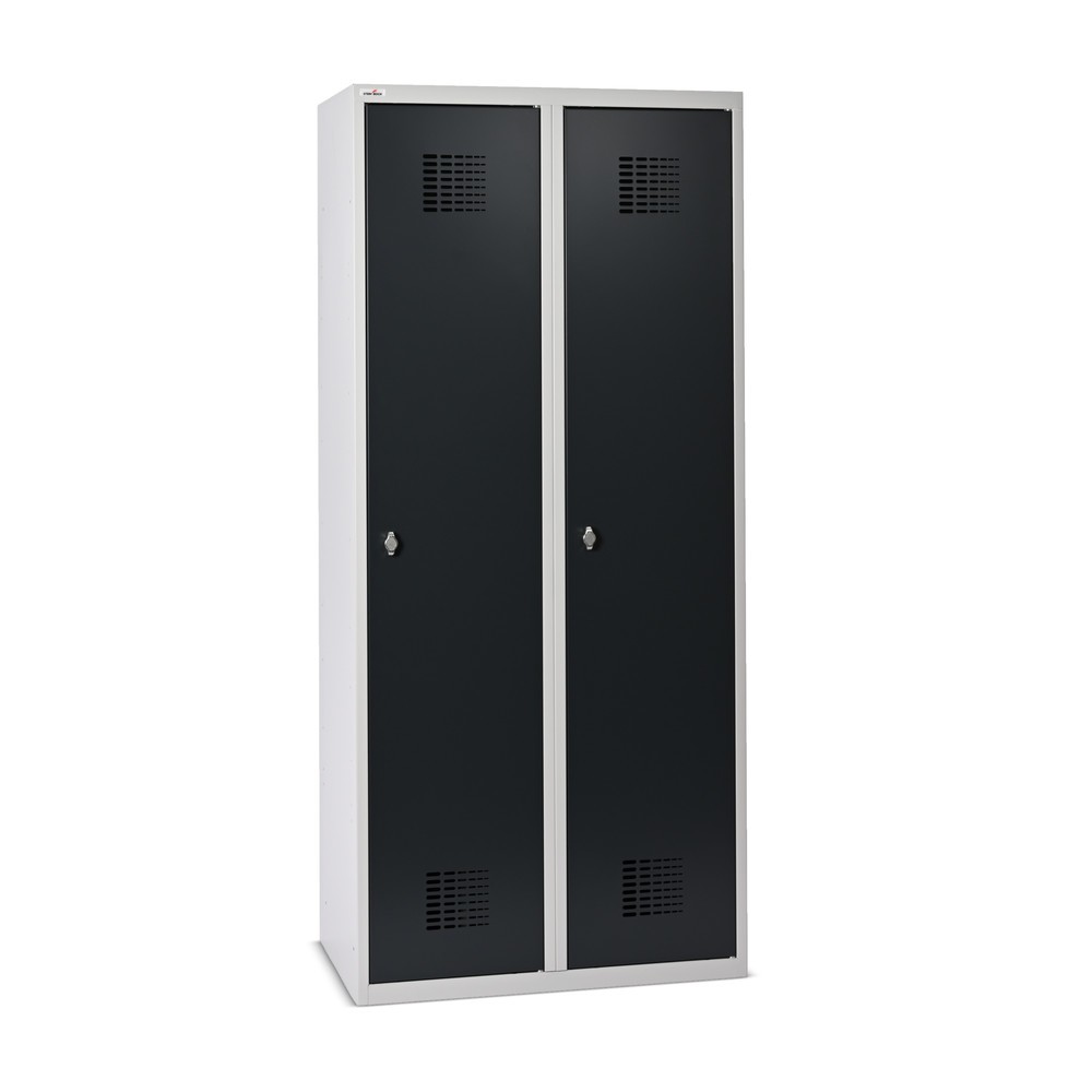 Produktbillede: Steinbock® dobbeltskab, fritstående, 2 rum, midterskillevæg, drejrigellås, HxBxD 1.800 x 800 x 500 mm, lysegrå / antracitgrå