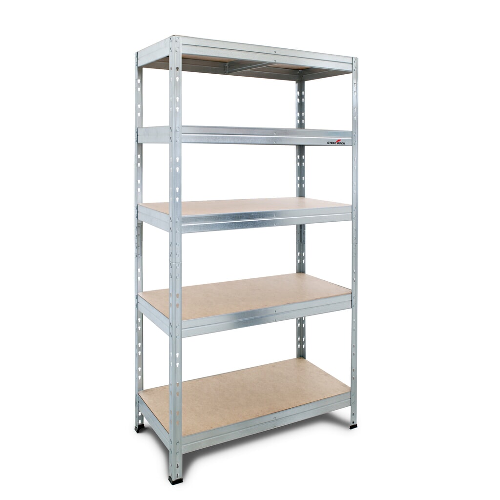 Produktbillede: Steinbock® sværlastreol Rivet 1, grundsektion, hyldebelastning 250 kg, HxBxD 1.800 x 910 x 460 mm, galvaniseret