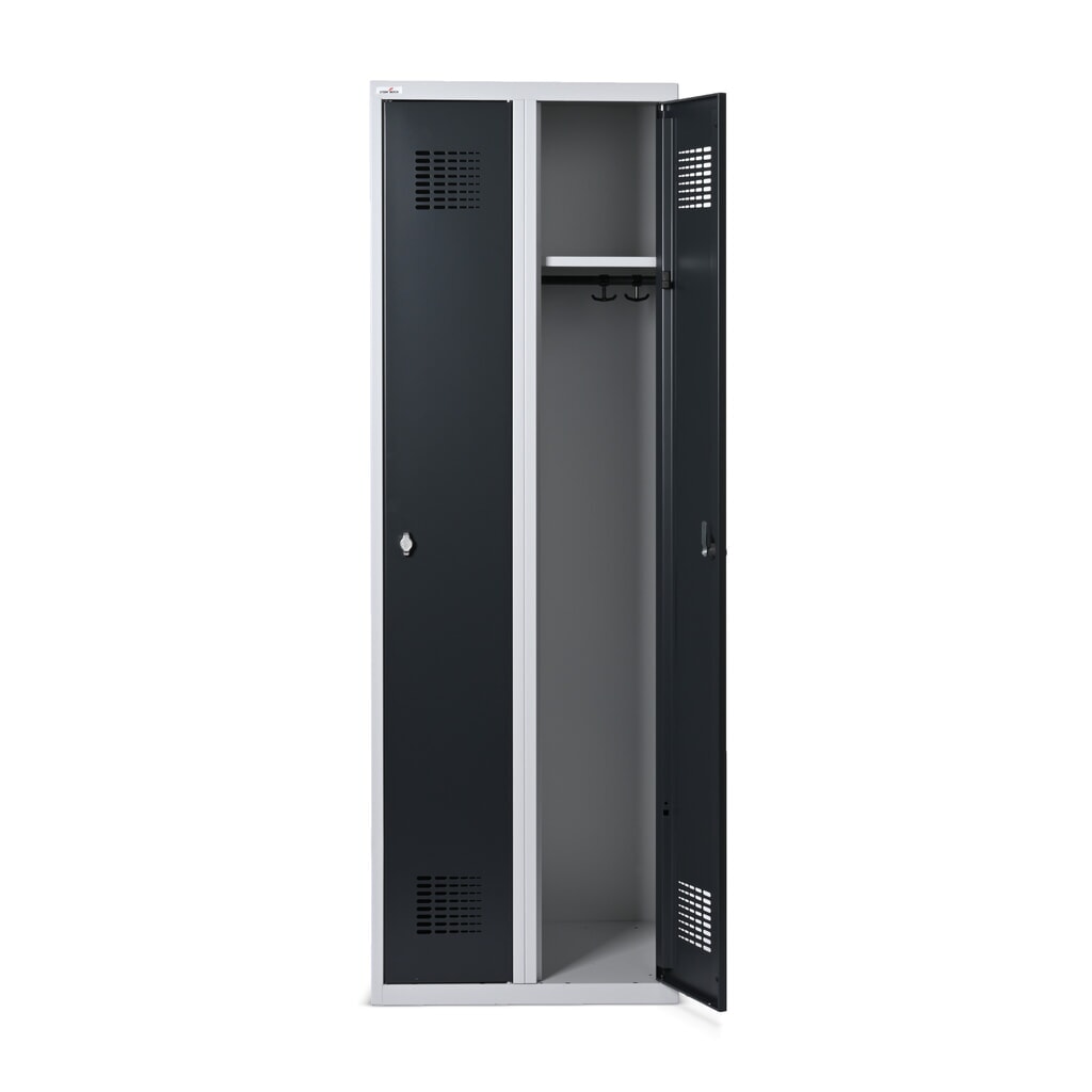 Produktbillede nr. 4: Steinbock®-skab, fritstående, 2 rum, drejrigellås, HxBxD 1.800 x 600 x 500 mm, lysegrå / antracitgrå