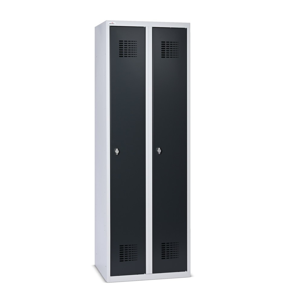 Produktbillede: Steinbock®-skab, fritstående, 2 rum, drejrigellås, HxBxD 1.800 x 600 x 500 mm, lysegrå / antracitgrå
