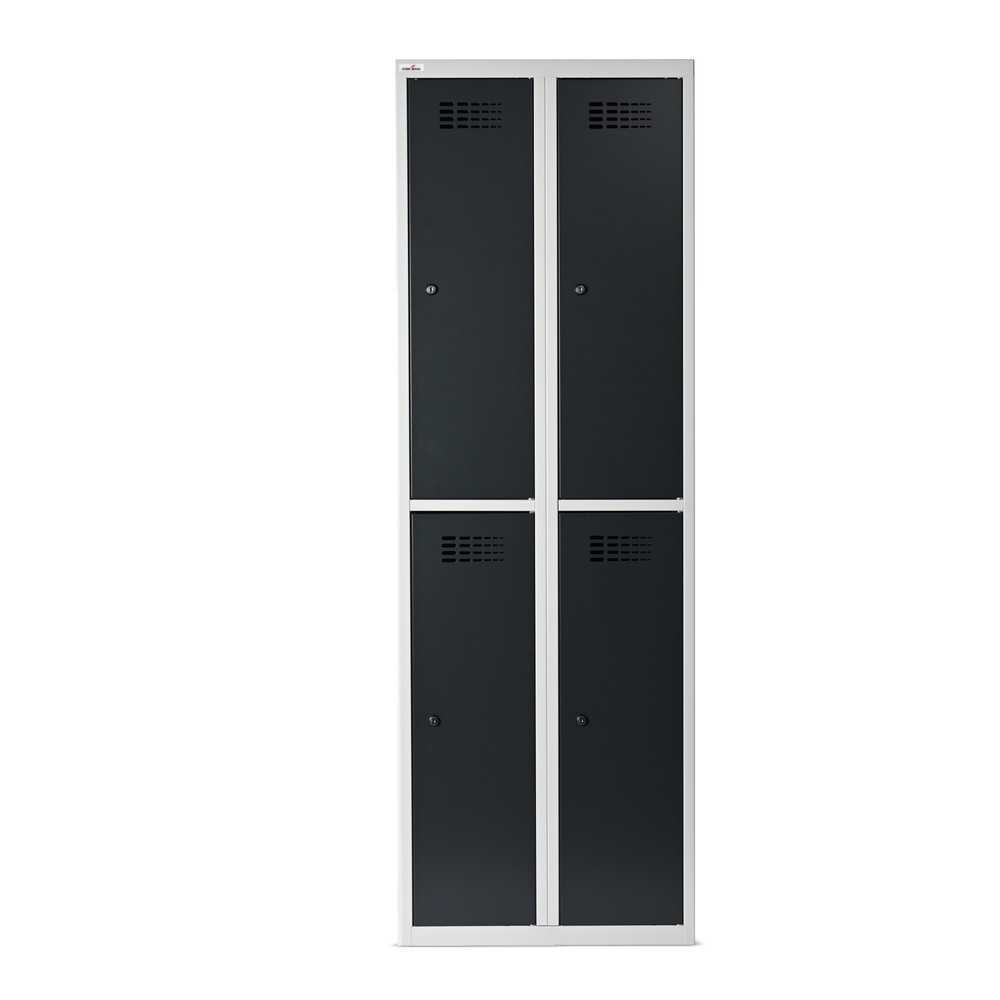 Produktbillede nr. 4: Steinbock® garderobeskab, fritstående, 2-etagers, 4 rum, cylinderlås, HxBxD 1.800 x 600 x 500 mm, lysegrå / antracitgrå