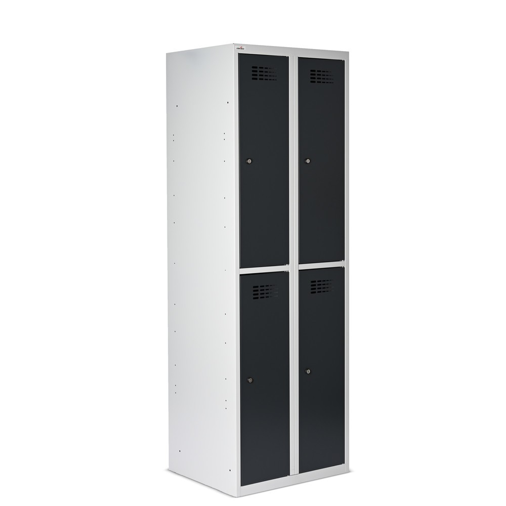 Produktbillede nr. 5: Steinbock® garderobeskab, fritstående, 2-etagers, 4 rum, cylinderlås, HxBxD 1.800 x 600 x 500 mm, lysegrå / antracitgrå