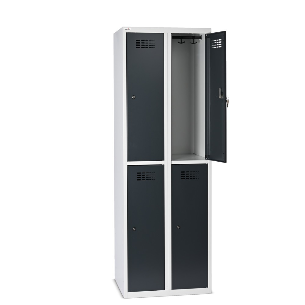 Produktbillede nr. 6: Steinbock® garderobeskab, fritstående, 2-etagers, 4 rum, cylinderlås, HxBxD 1.800 x 600 x 500 mm, lysegrå / antracitgrå